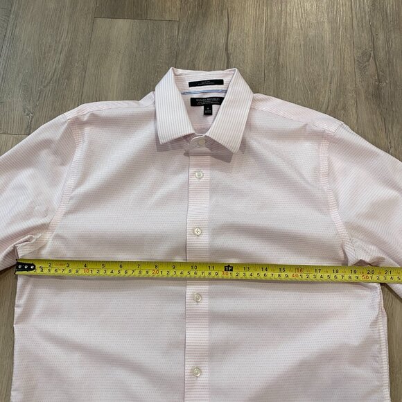 Banana Republic Slim Fit Non-Iron Dress Shirt — Pink Dobby Stripe (Men’s M) - Picture 10 of 11